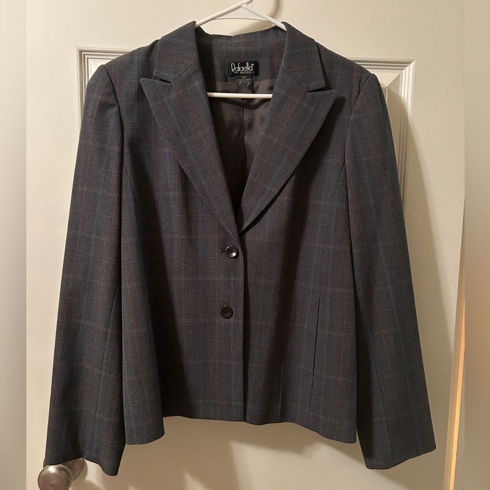 Rafaella Plaid Blue Grey Blazer